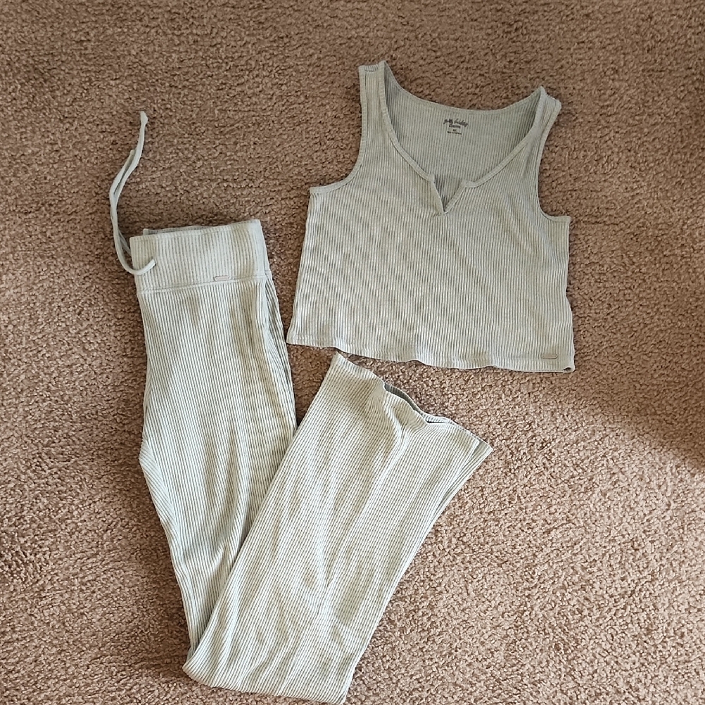 Gilly Hicks Mint Green Ribbed Pajama Set